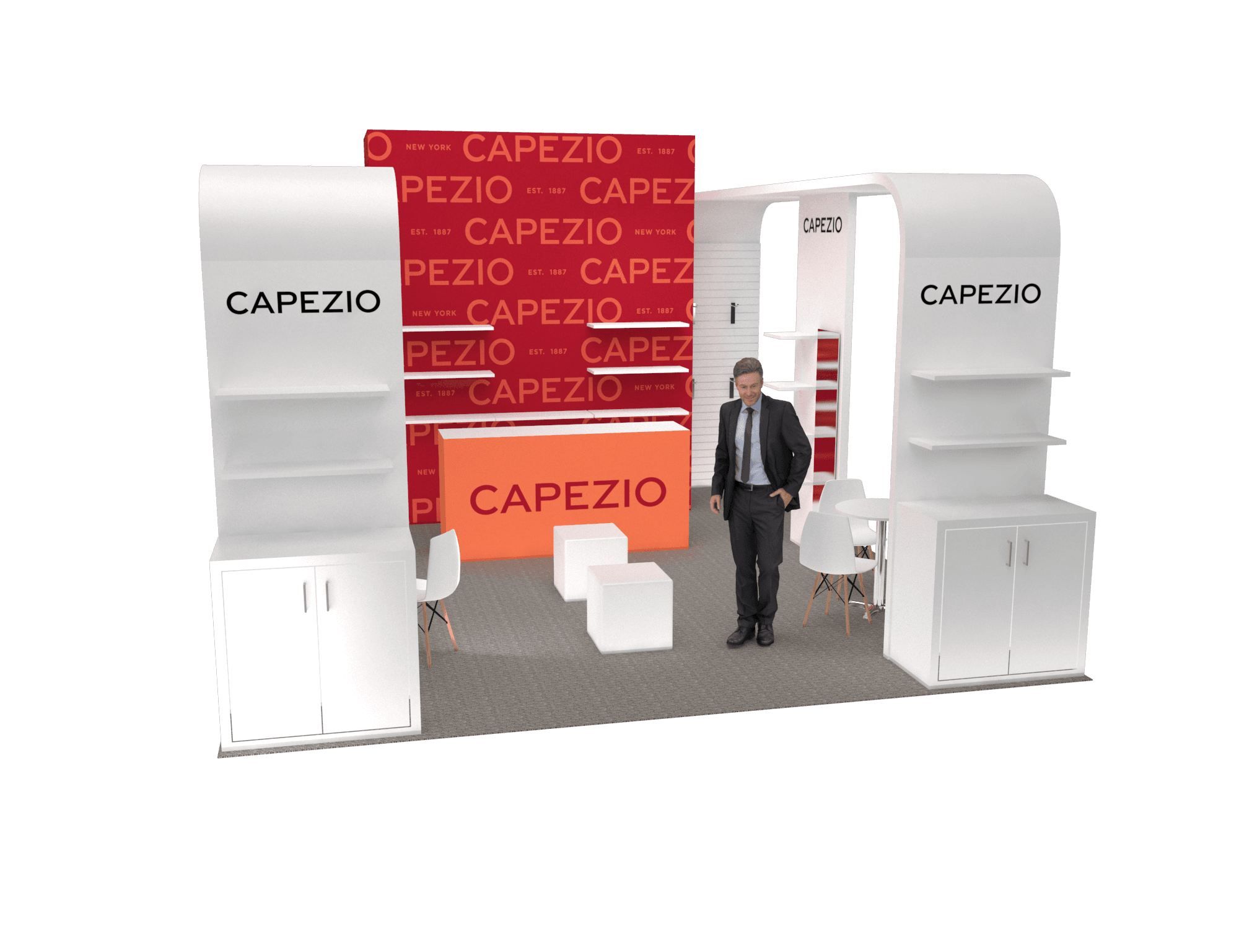 20x20 Booth Rental – Fashion Display Exhibit with Retail Elegance