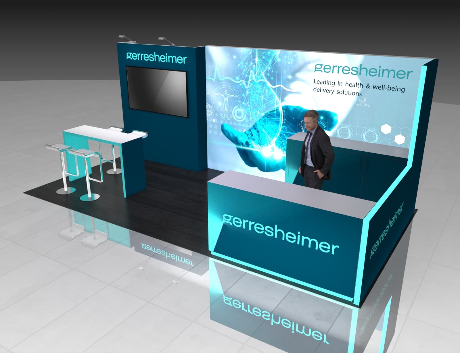 10x20 MedTech Booth Rental – Sleek Healthcare Exhibit Expo