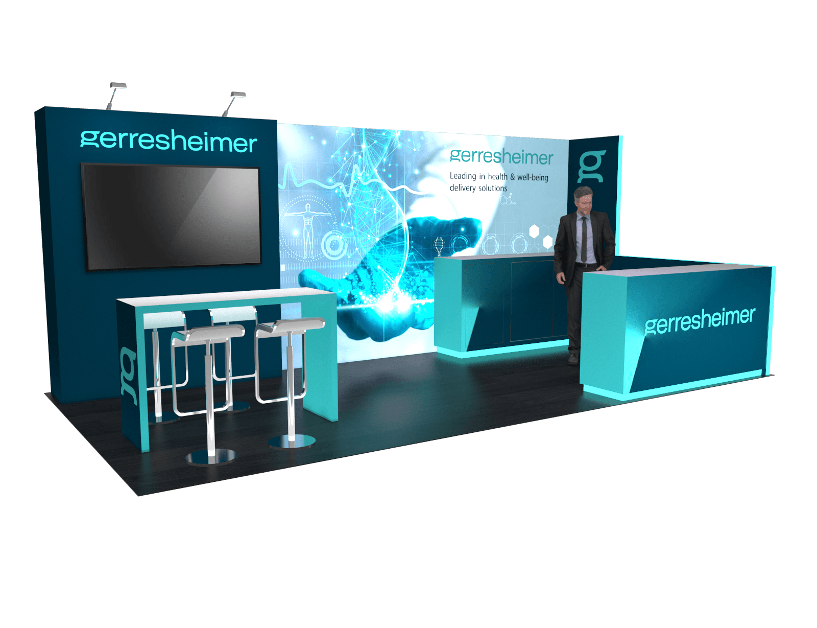 10x20 MedTech Booth Rental – Sleek Healthcare Exhibit Expo