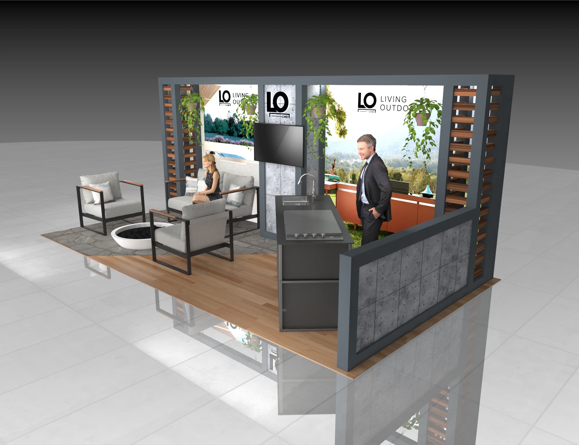 10x20 Expo Booth Rental – Modern Outdoor Living Exhibit