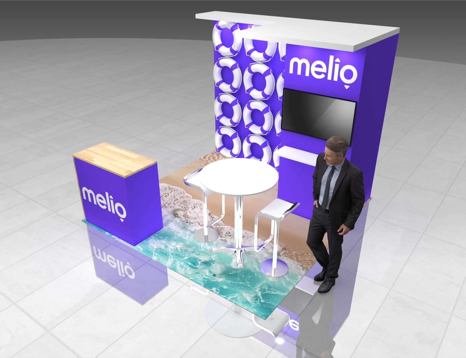 10x10 Booth Rental – Sleek Island Exhibit Design