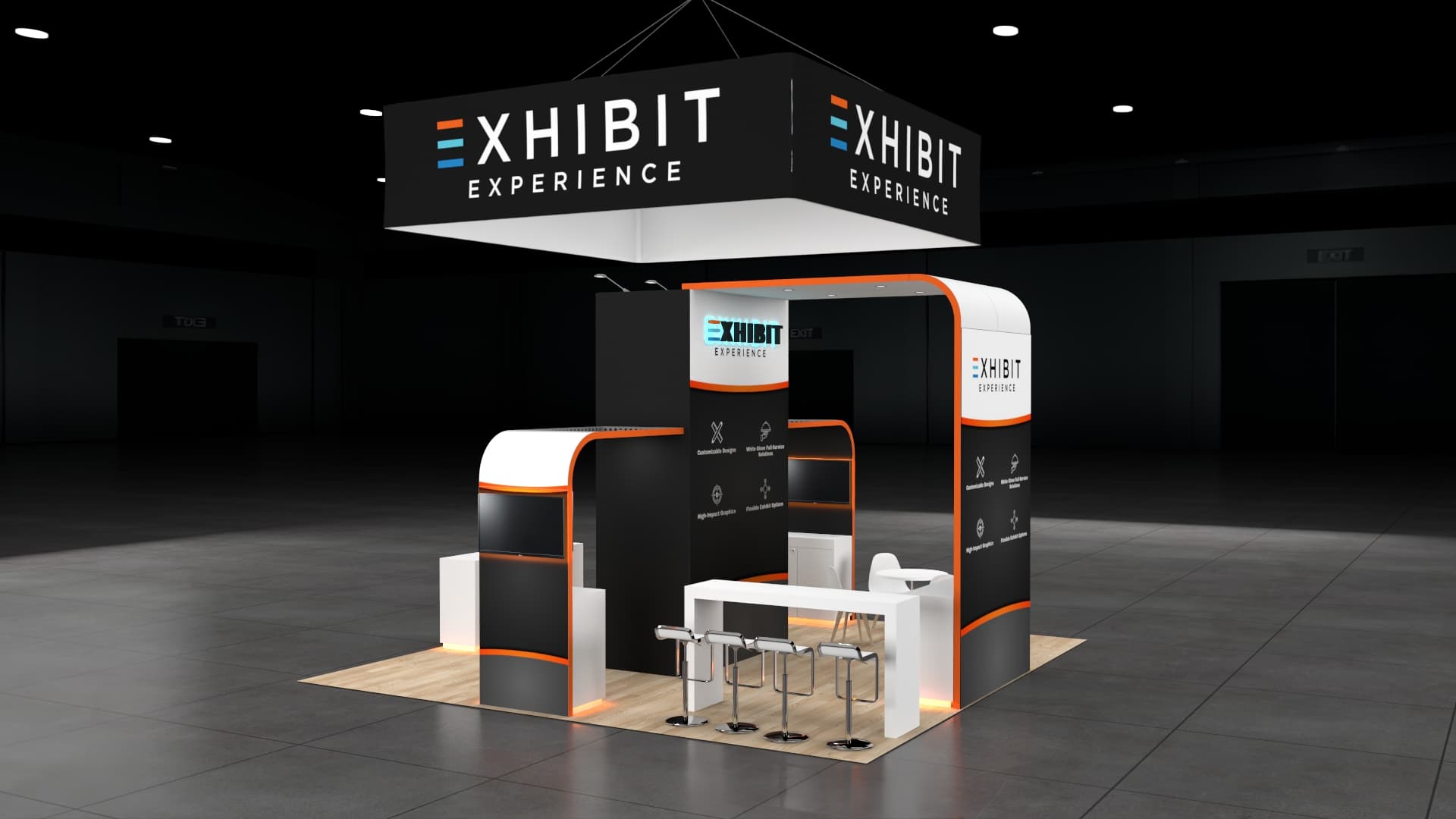 20 x 20 Affordable Trade Show Exhibit Rental Package – Option 2