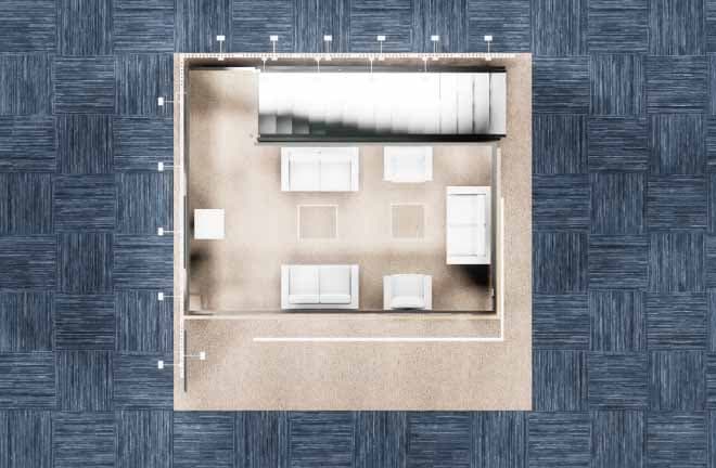 20x20 Double Deck Booth Rental – Retail Product Demo Layout