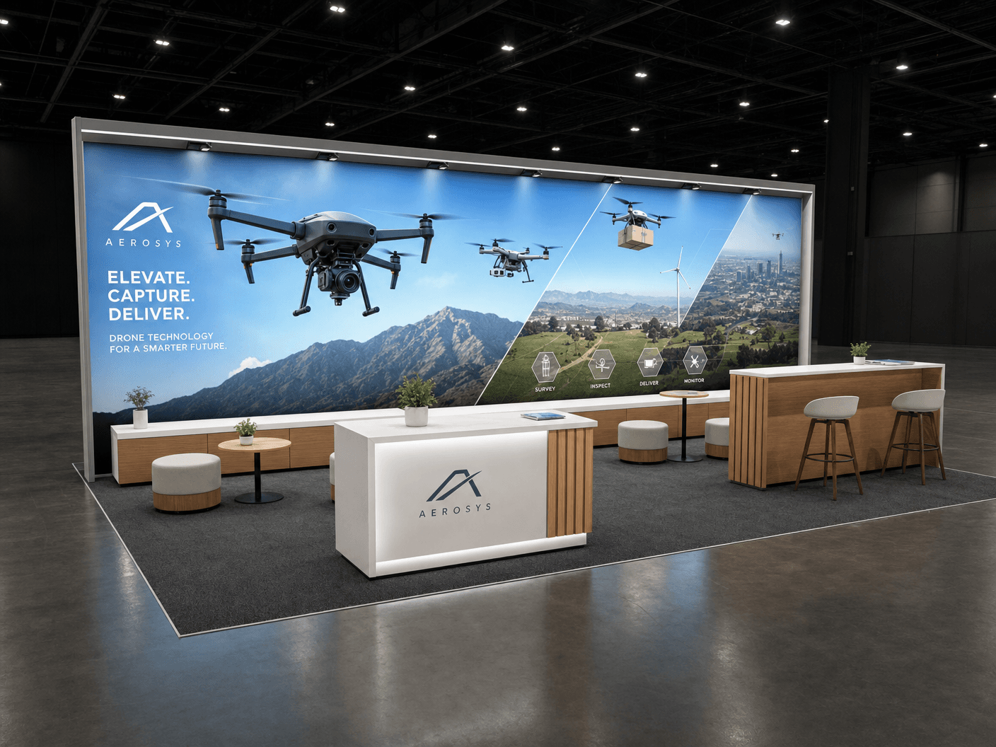 NBAA-BACE 10x30 LED Video Wall Exhibit - Industry Leaders