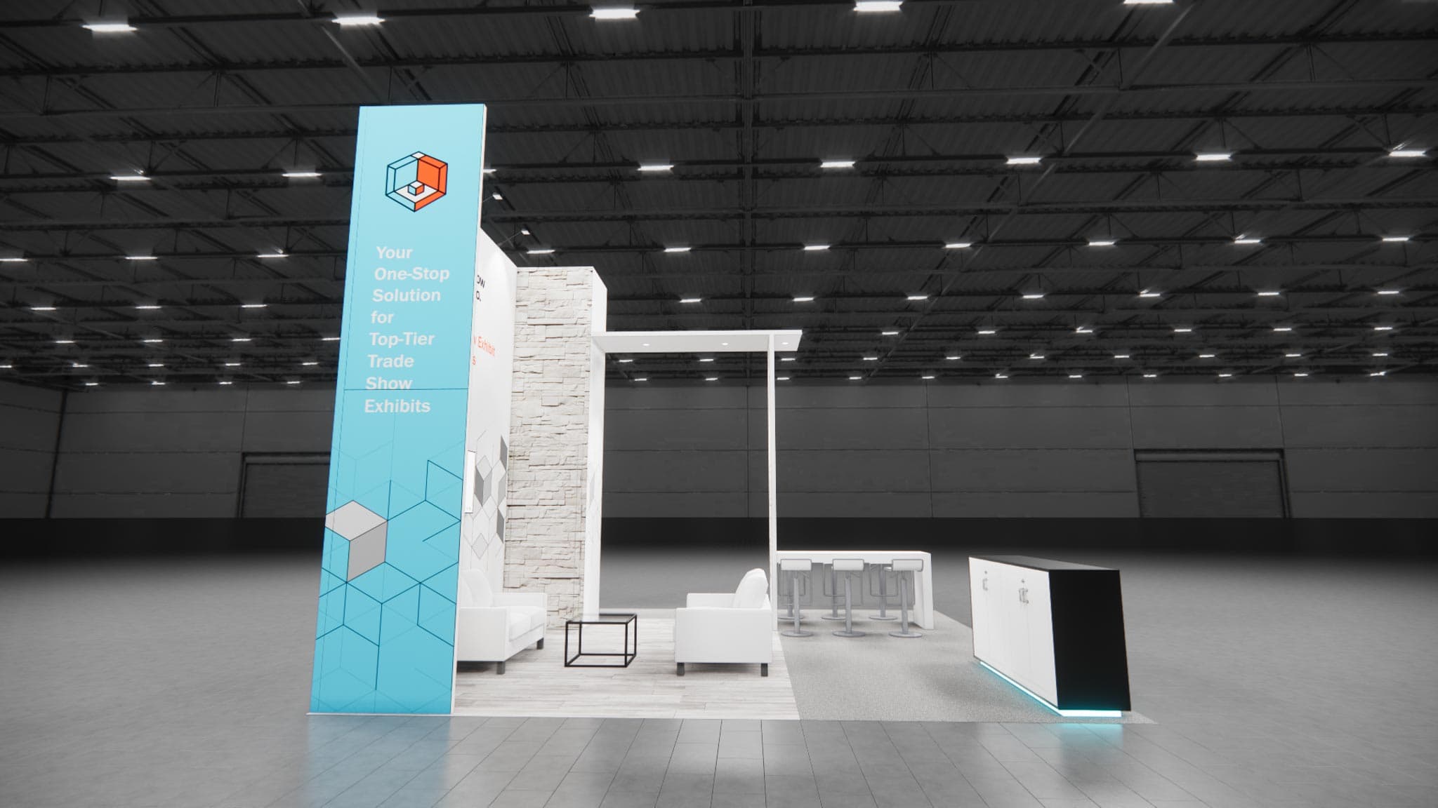20 x 20 Island Affordable Exhibit Rental — CES, Las Vegas